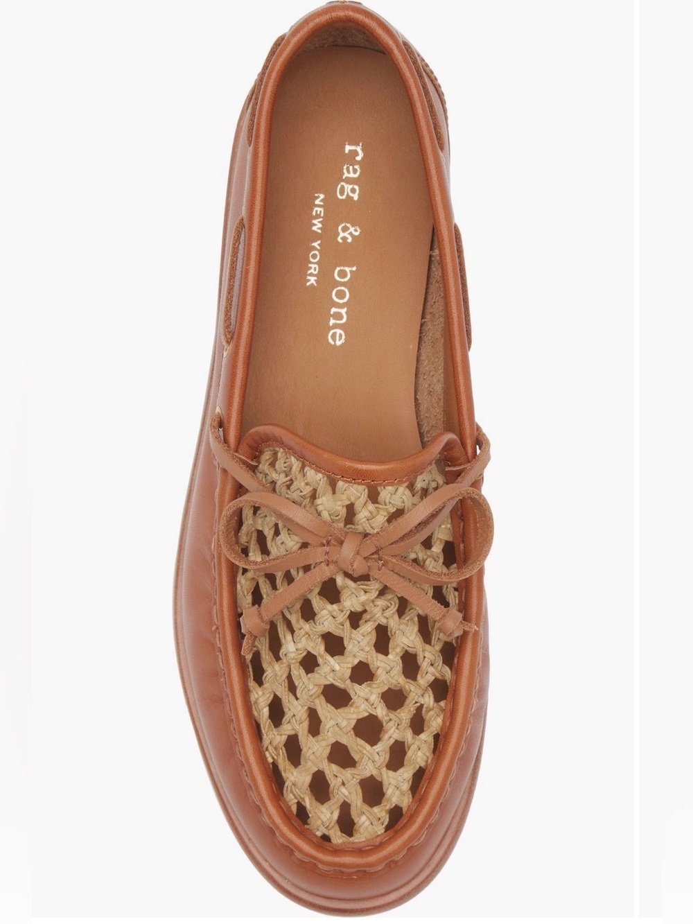 rag & bone Women's Tan Woven Leather Loafer